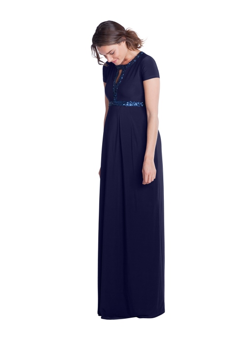 Isabella Oliver Maxi Gown with short sleeves and sequins
