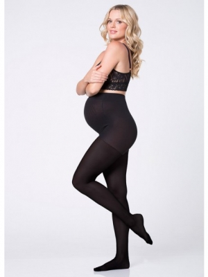 maternity opaque tights in black with full foot