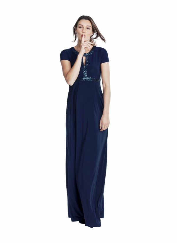 Isabella Oliver Maxi Dress with Sequins in Navy