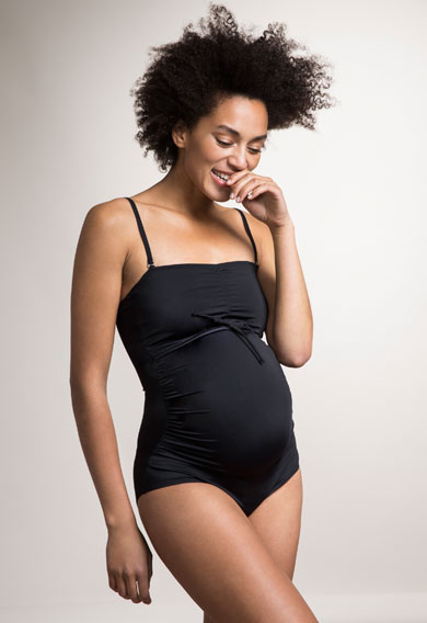 Boob Fast Food & Maternity Swimsuit with Side Ruching in Black-0