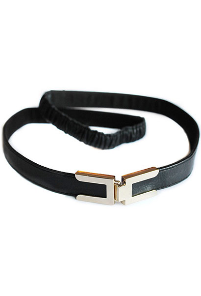 Seraphine Robyn Belt in black leather with gold clasp
