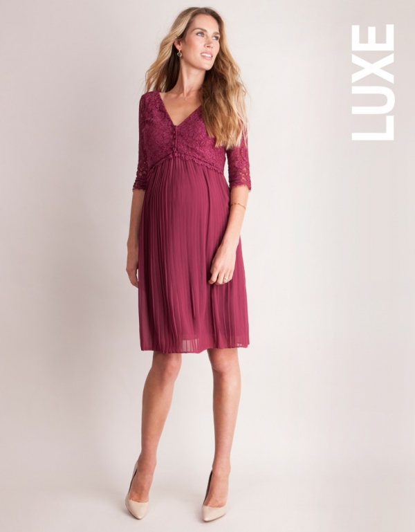 Seraphine Susana Lace Maternity Dress with pleated skirt