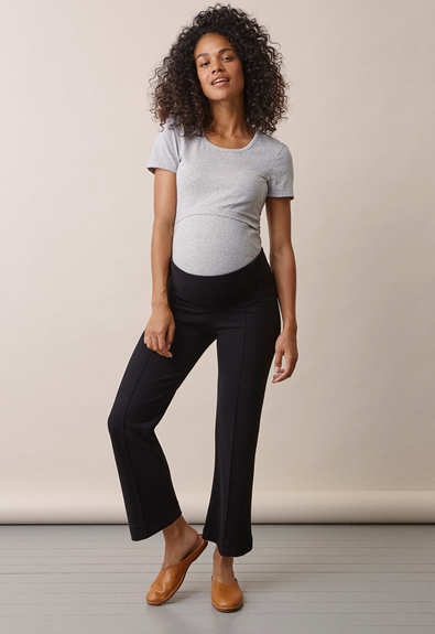 Maternity Cropped Work Pants (Once-on-never-off) in Black - hautemama