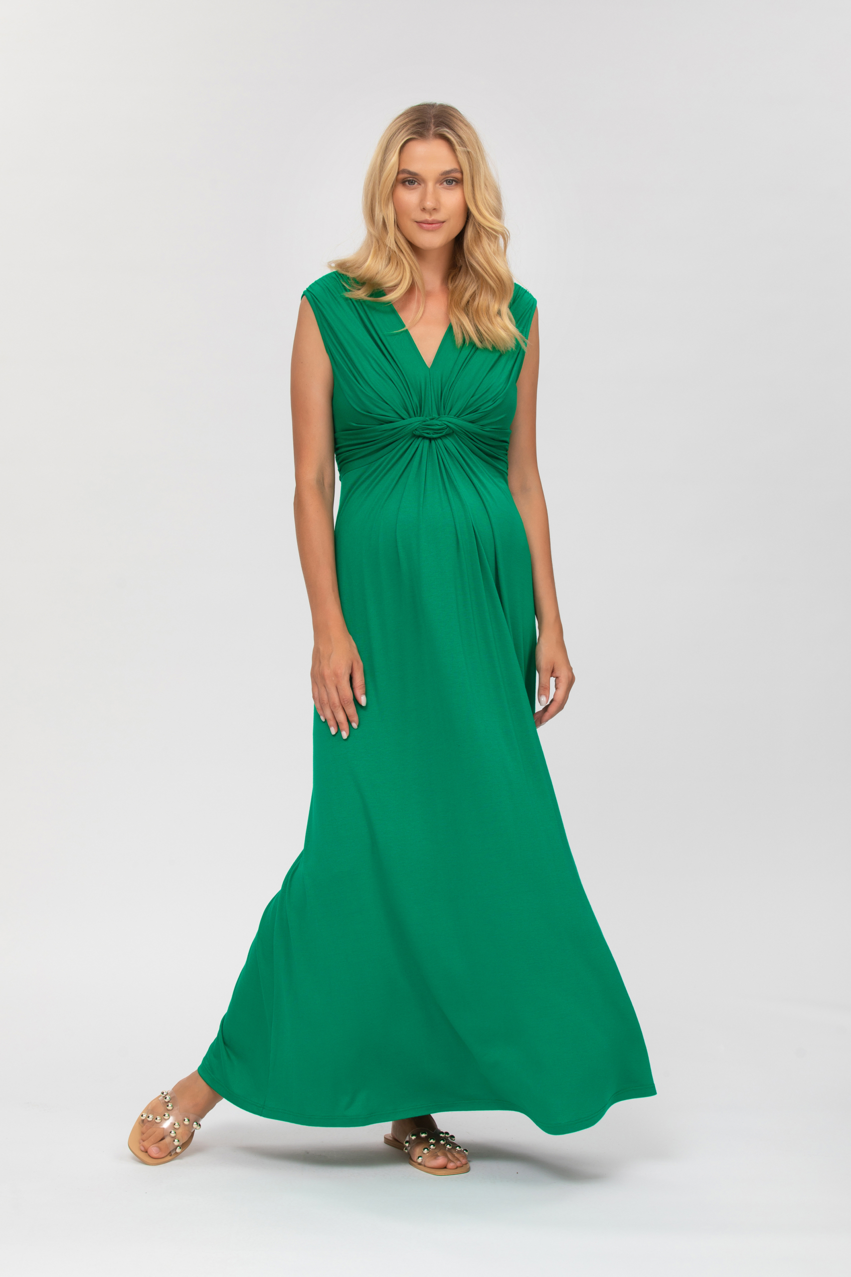 Papaver Maternity / Nursing Maxi Dress in Emerald
